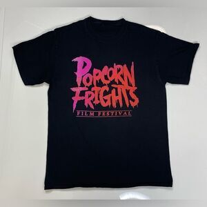 Popcorn Frights Film Festival Graphic T-shirt Men Medium Black Short Sleeve